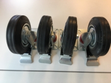 Beautifully robust set of 4 swivel castors with brake and rubber wheel covers.